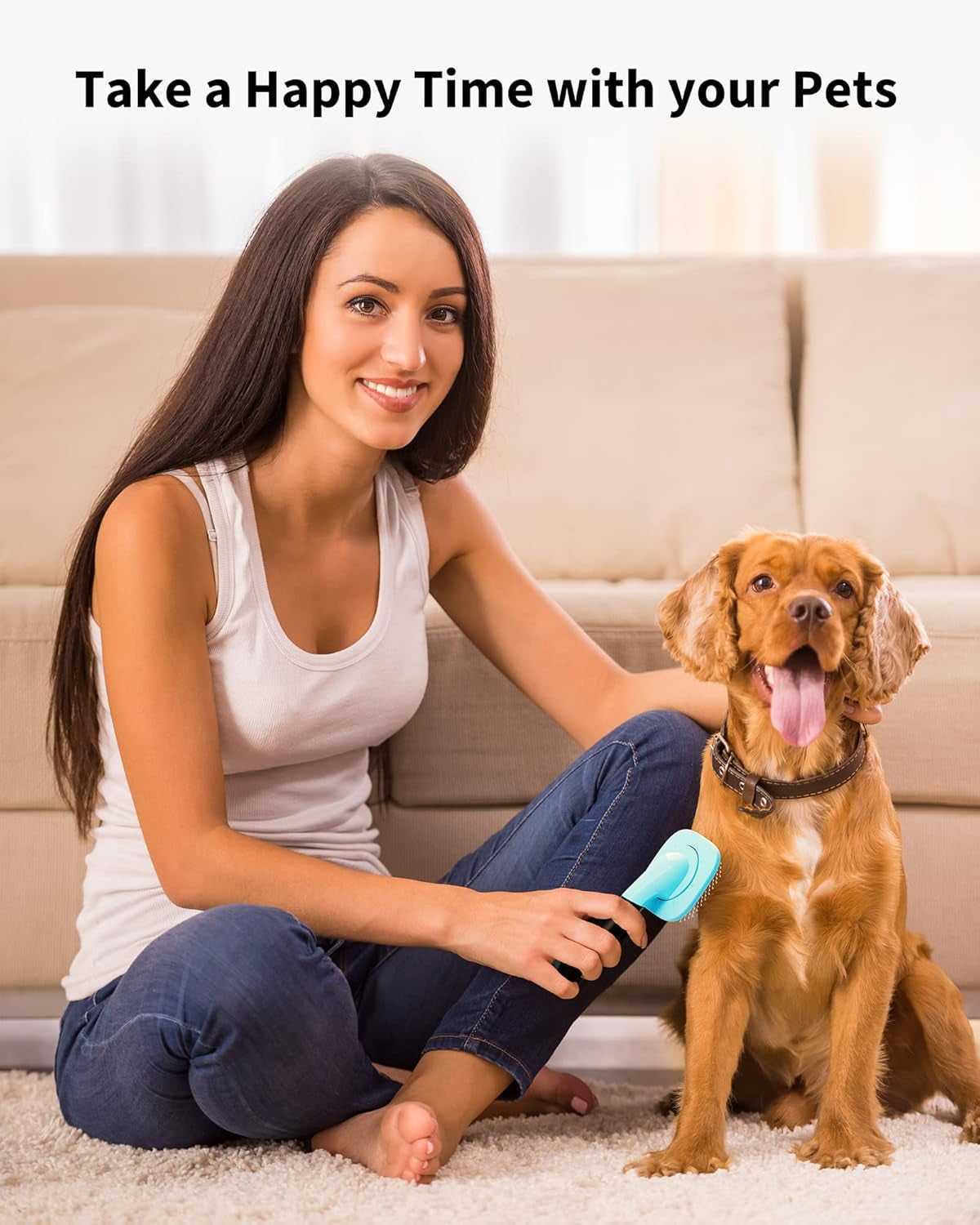 360° Rotating Slicker Grooming Brush | Massaging Deshedding Tool for Dogs & Cats (Blue)