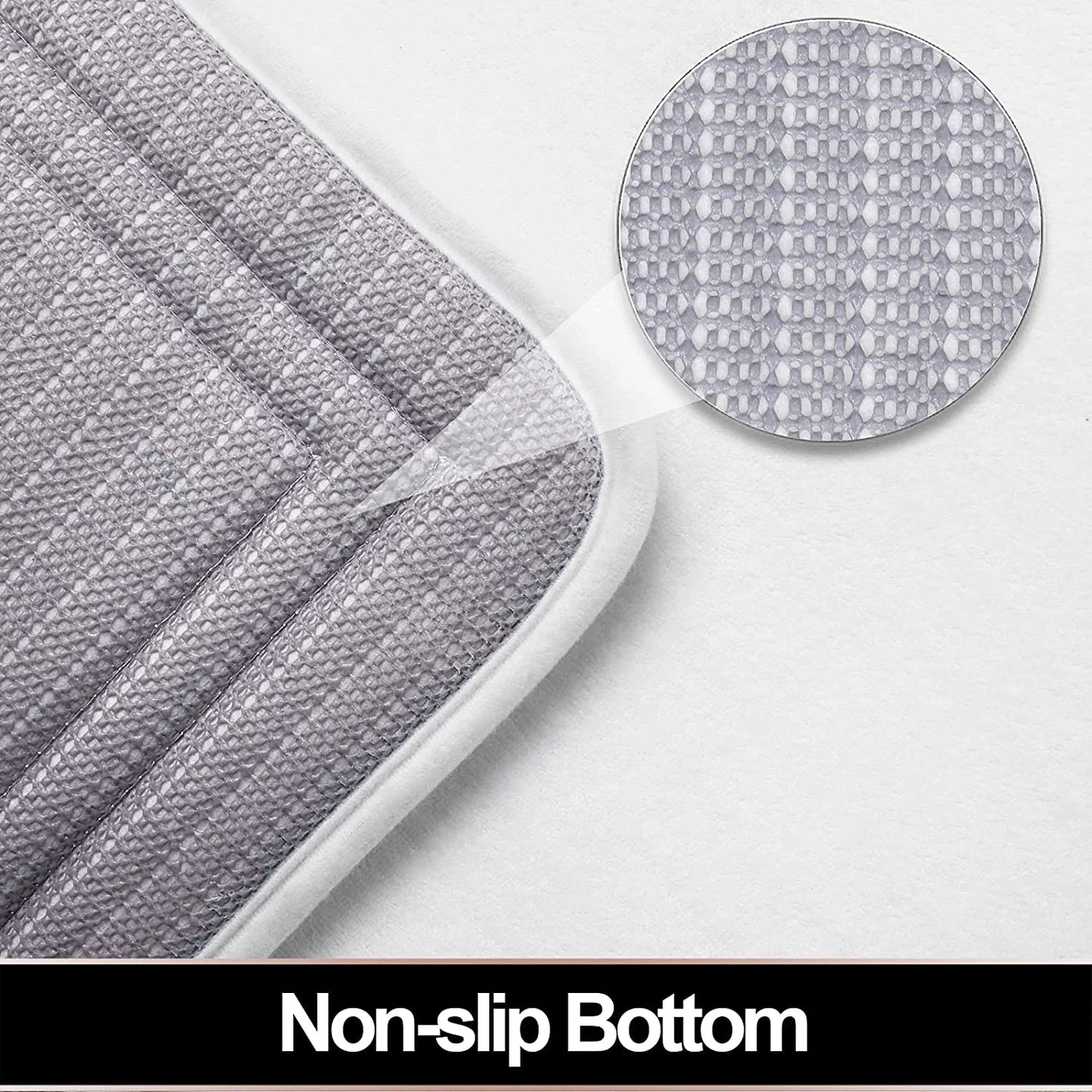Luxury Memory Foam Bathroom Mats, Non-Slip Bathmat Set, White, 16” X 24"