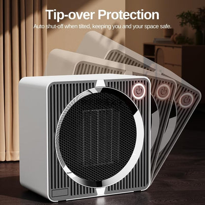 Low Watt Mini Desktop Heater | PTC Ceramic Instant Personal Space Warmer (Tip-Over Safety)