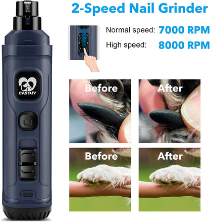 Upgraded Dog Nail Grinder with Dual LED Lights | Quiet 2-Speed Electric Trimmer for Safe Grooming