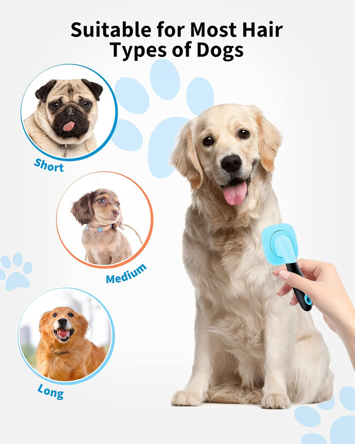 360° Rotating Slicker Grooming Brush | Massaging Deshedding Tool for Dogs & Cats (Blue)
