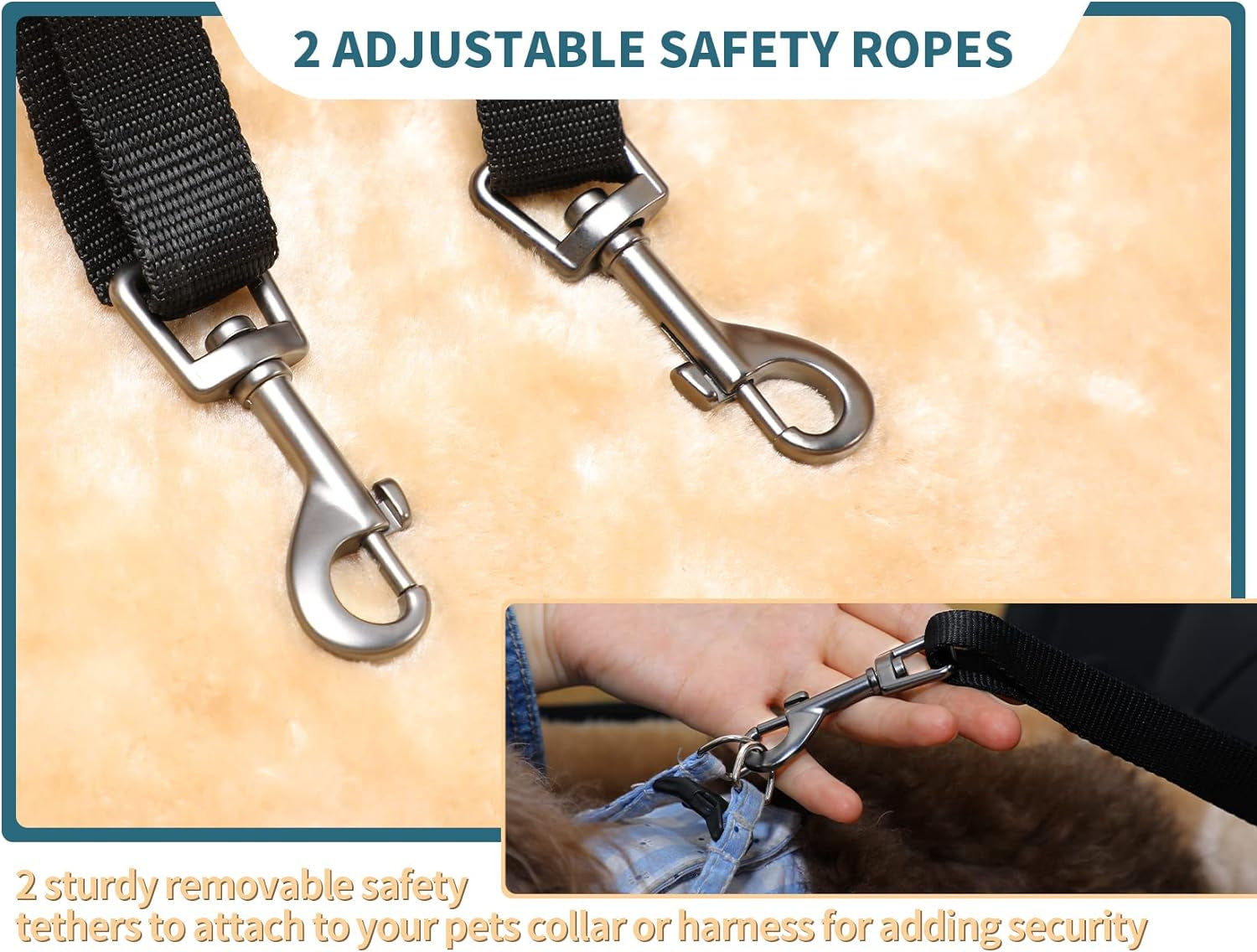 Large Dog Car Booster Seat for 2 Dogs | Elevated Safety Travel Bed with Summer/Winter Mat (Up to 55lbs)