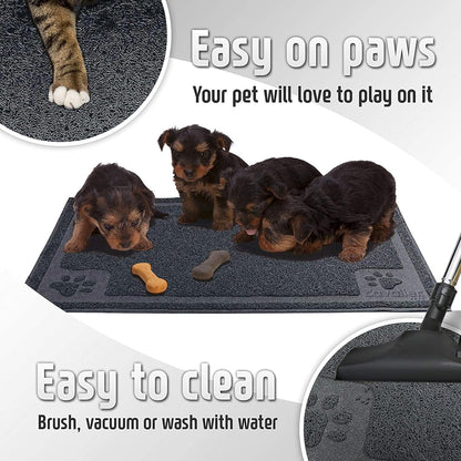 Non-Slip Silicone Pet Food Mat | Waterproof Absorbent Feeding Tray with Cute Paw Design
