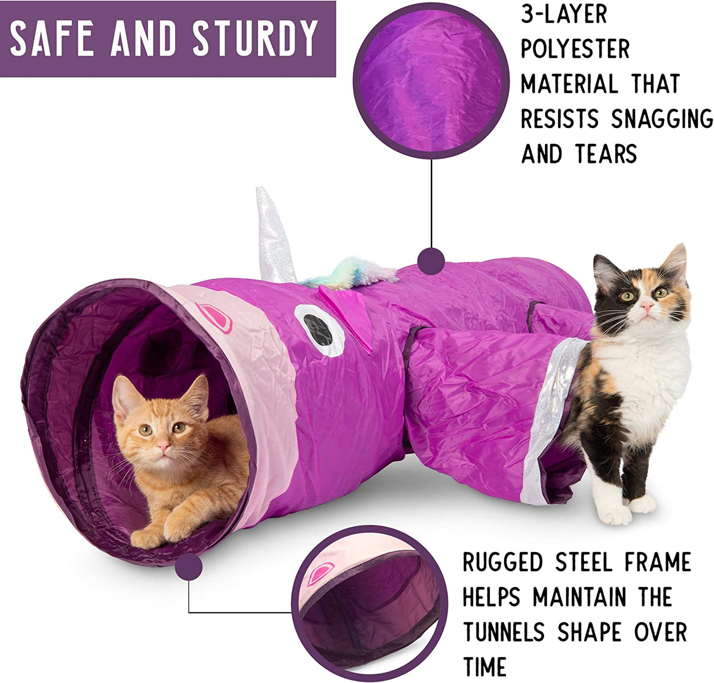 Magic Unicorn 5-Way Cat Tunnel | Interactive Crinkle Maze & Hideout for Multi-Cats & Rabbits