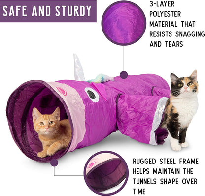 Magic Unicorn 5-Way Cat Tunnel | Interactive Crinkle Maze & Hideout for Multi-Cats & Rabbits