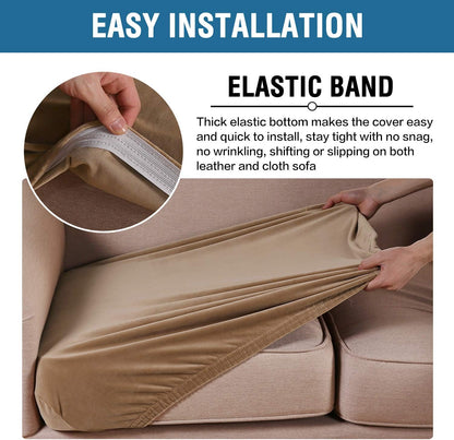 Luxury Velvet Stretch Couch Cushion Cover (3pc) | Anti-Slip Furniture Protector for Pets & Stains
