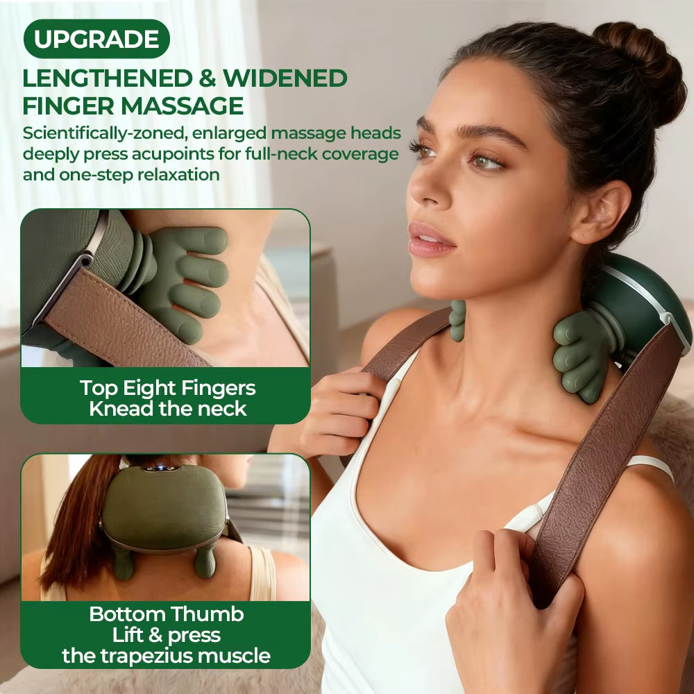 The "Bionic Fingers" 4D Neck Massager | Real-Grip Kneading (Wireless)