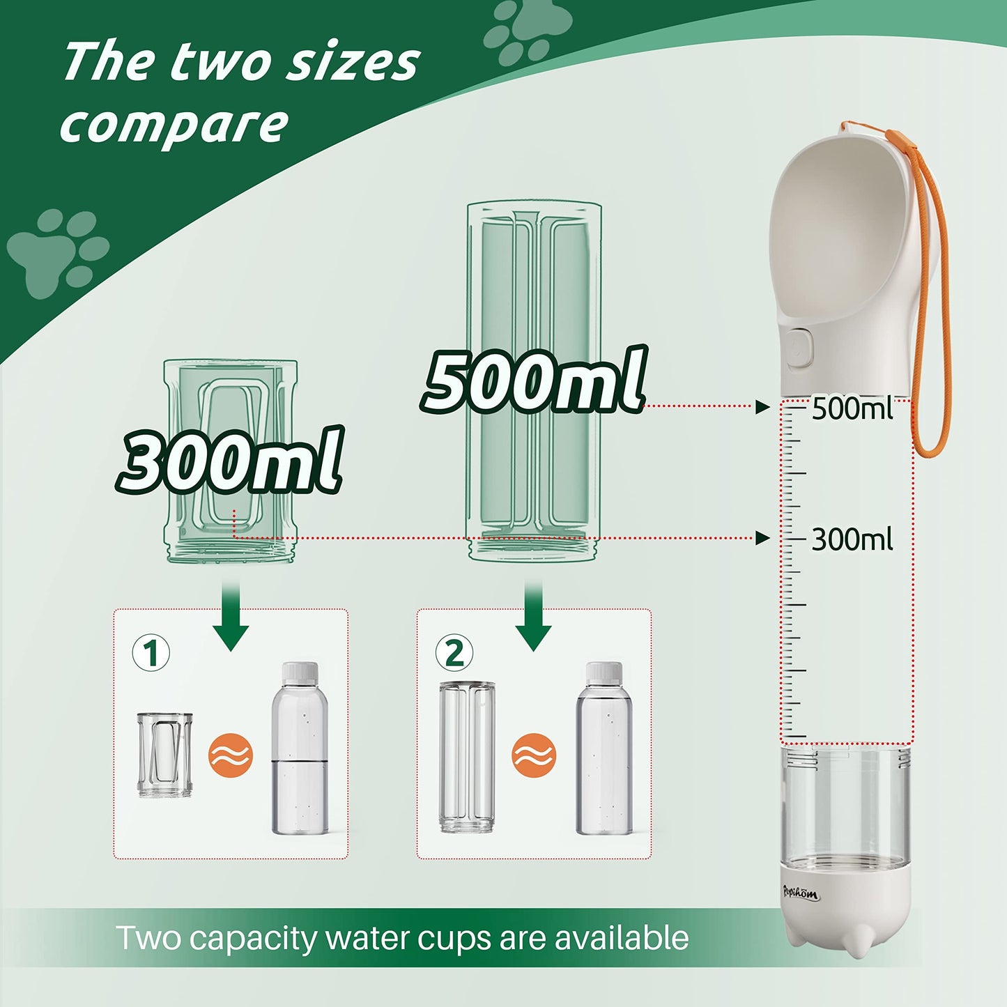 3-in-1 Dog Travel Water Bottle & Food Dispenser | Leak-Proof Portable Feeder with Poop Bag Holder