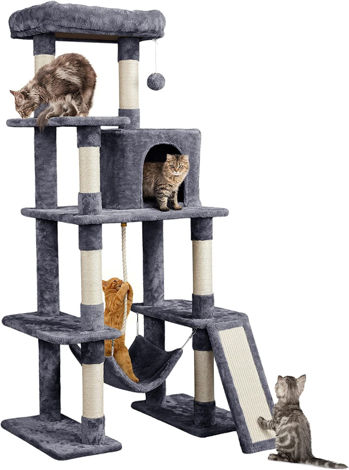 The "Cat Penthouse" 63" Tower | Ultimate 5-Tier Mansion