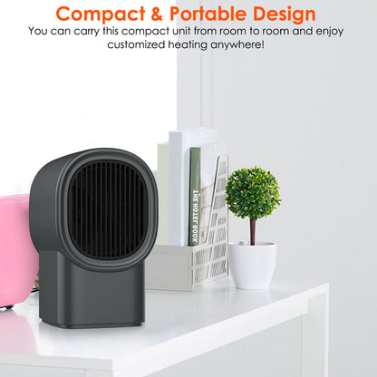 400W Mini Portable Electric Space Heater | 2S Fast Heating Desktop Fan for Home & Office (Energy Saving)