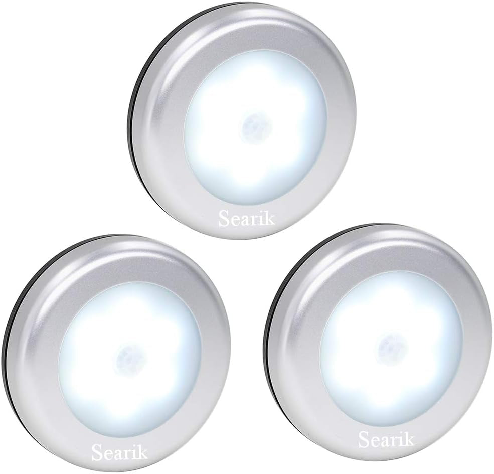 3 Pack Cordless Motion Sensor LED Night Light | Stick-on Cabinet & Stair Safety Lamp