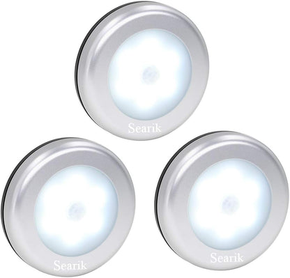 3 Pack Cordless Motion Sensor LED Night Light | Stick-on Cabinet & Stair Safety Lamp