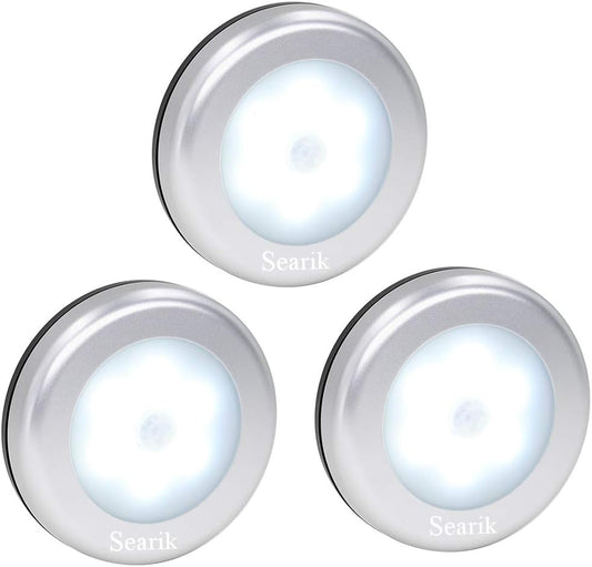 3 Pack Cordless Motion Sensor LED Night Light | Stick-on Cabinet & Stair Safety Lamp