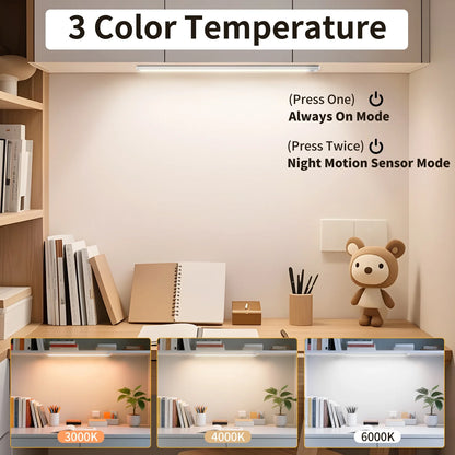 12-Inch Rechargeable Motion Sensor LED Light (2 Pack) | 3-Color Dimmable Under Cabinet Lighting