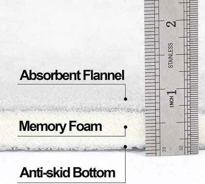 Luxury Memory Foam Bathroom Mats, Non-Slip Bathmat Set, White, 16” X 24"