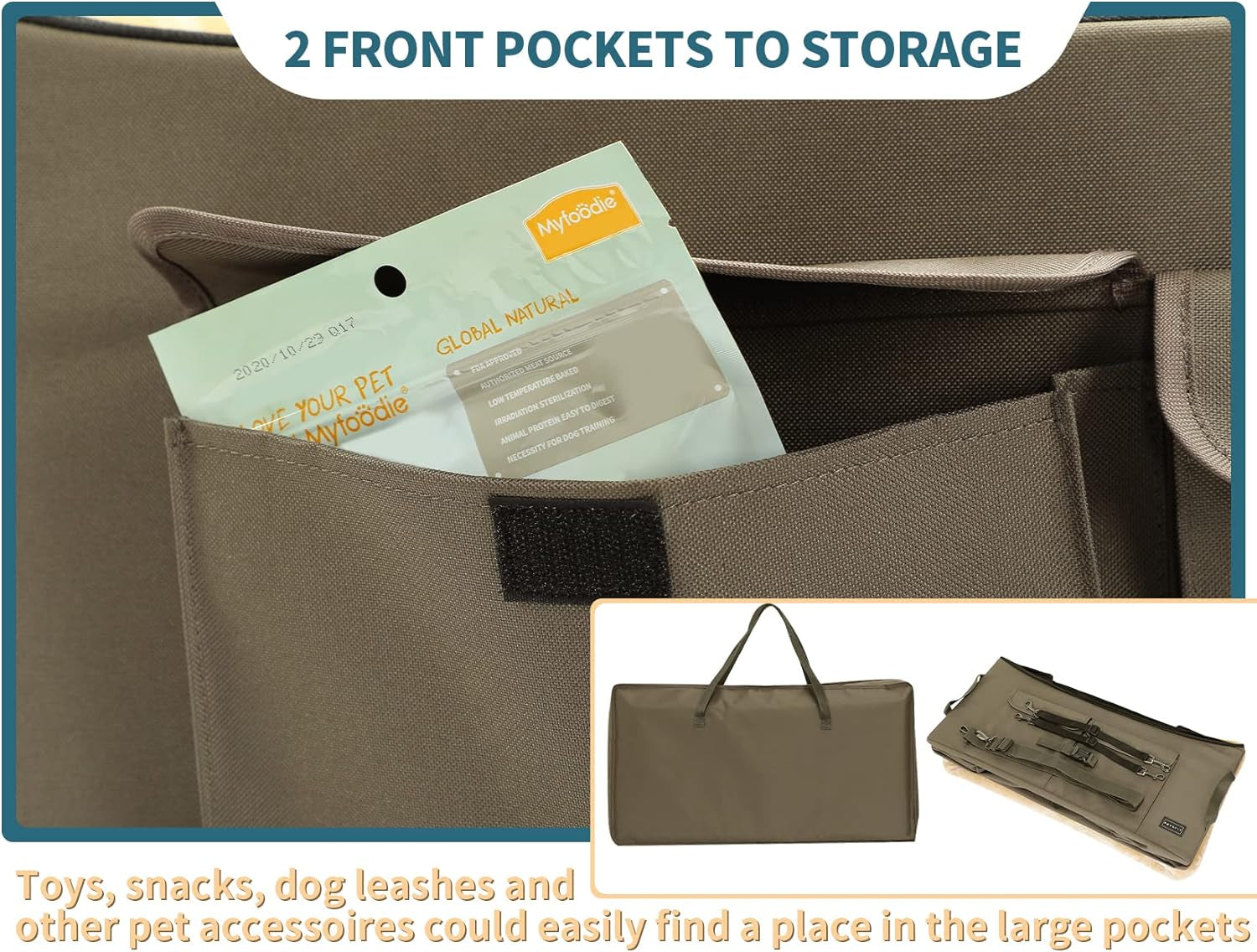 Large Dog Car Booster Seat for 2 Dogs | Elevated Safety Travel Bed with Summer/Winter Mat (Up to 55lbs)