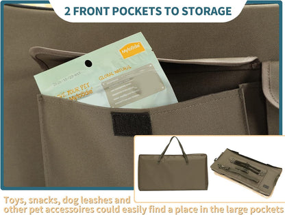 Large Dog Car Booster Seat for 2 Dogs | Elevated Safety Travel Bed with Summer/Winter Mat (Up to 55lbs)