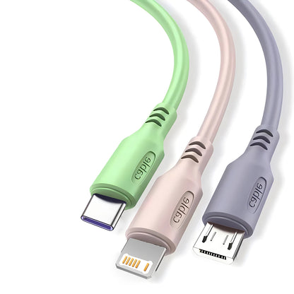 3-in-1 Fast Charging & Data Sync Cable | Universal Nylon Multi-Charger for iPhone 15-11, USB-C & Android