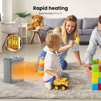 1500W Portable Ceramic Space Heater | Fast Heating Electric Fan with ECO Mode & Tip-Over Safety