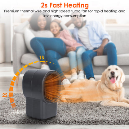 400W Mini Portable Electric Space Heater | 2S Fast Heating Desktop Fan for Home & Office (Energy Saving)