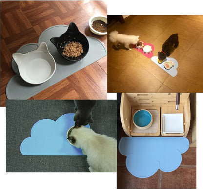 Cute Cloud Silicone Pet Food Mat | Waterproof Non-Slip Feeding Pad (Mess-Free)