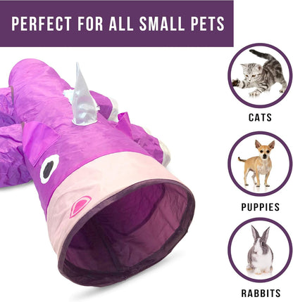 Magic Unicorn 5-Way Cat Tunnel | Interactive Crinkle Maze & Hideout for Multi-Cats & Rabbits