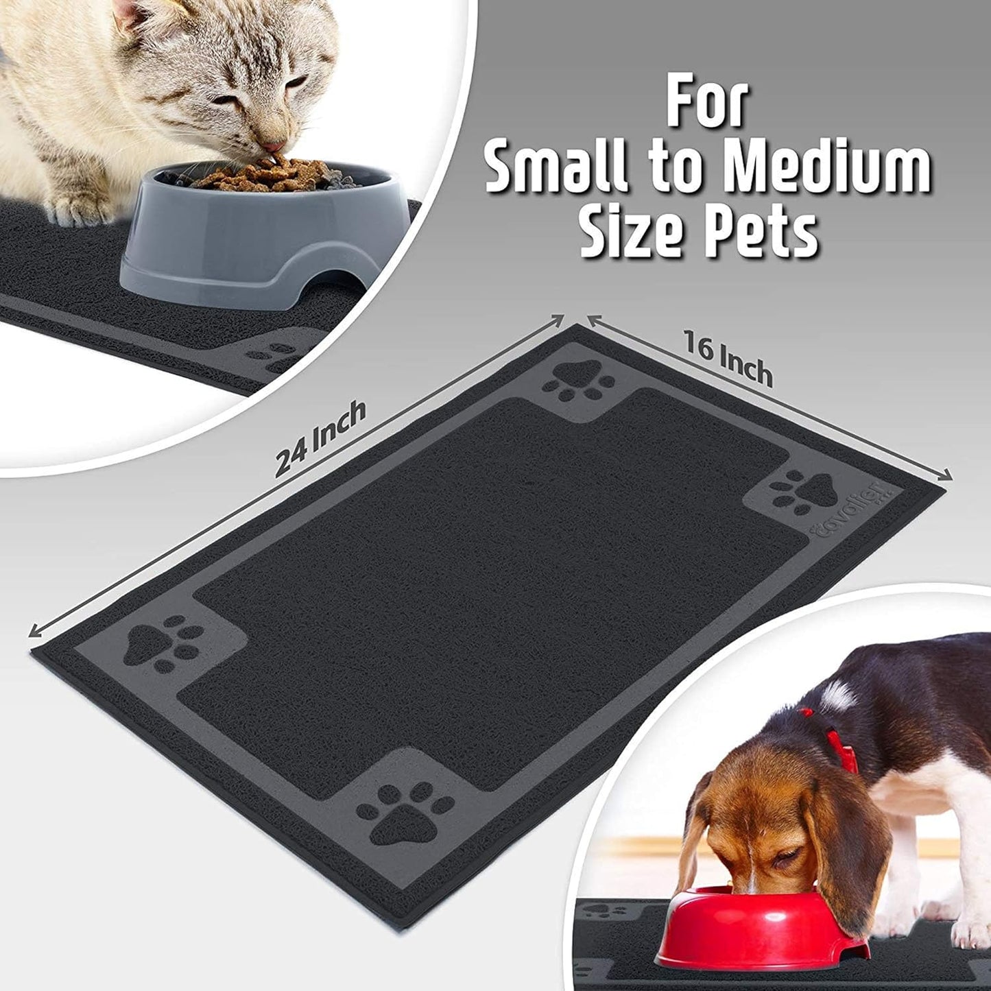 Non-Slip Silicone Pet Food Mat | Waterproof Absorbent Feeding Tray with Cute Paw Design