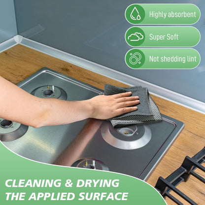 10 Pack Microfiber Dish Cloths (12"x12") | Dual-Sided, No Streak, Highly Absorbent Kitchen Cleaning