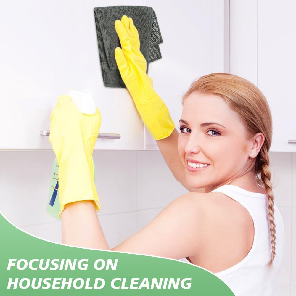 10 Pack Microfiber Dish Cloths (12"x12") | Dual-Sided, No Streak, Highly Absorbent Kitchen Cleaning