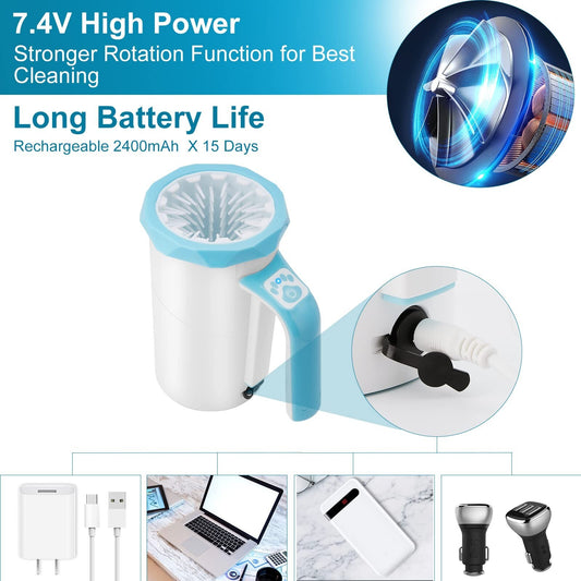 Automatic Dog Paw Cleaner Cup | 7.4V High-Power Rechargeable Foot Washer with Soft Silicone Brush