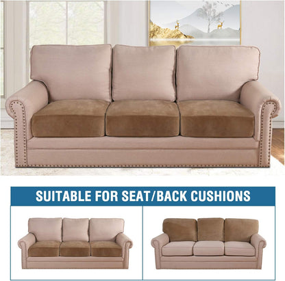 Luxury Velvet Stretch Couch Cushion Cover (3pc) | Anti-Slip Furniture Protector for Pets & Stains