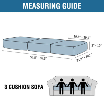 Luxury Velvet Stretch Couch Cushion Cover (3pc) | Anti-Slip Furniture Protector for Pets & Stains