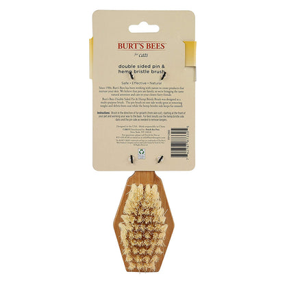 2-in-1 Bamboo Double Sided Cat Brush | Pin & Bristle Grooming Tool for Shedding & Detangling