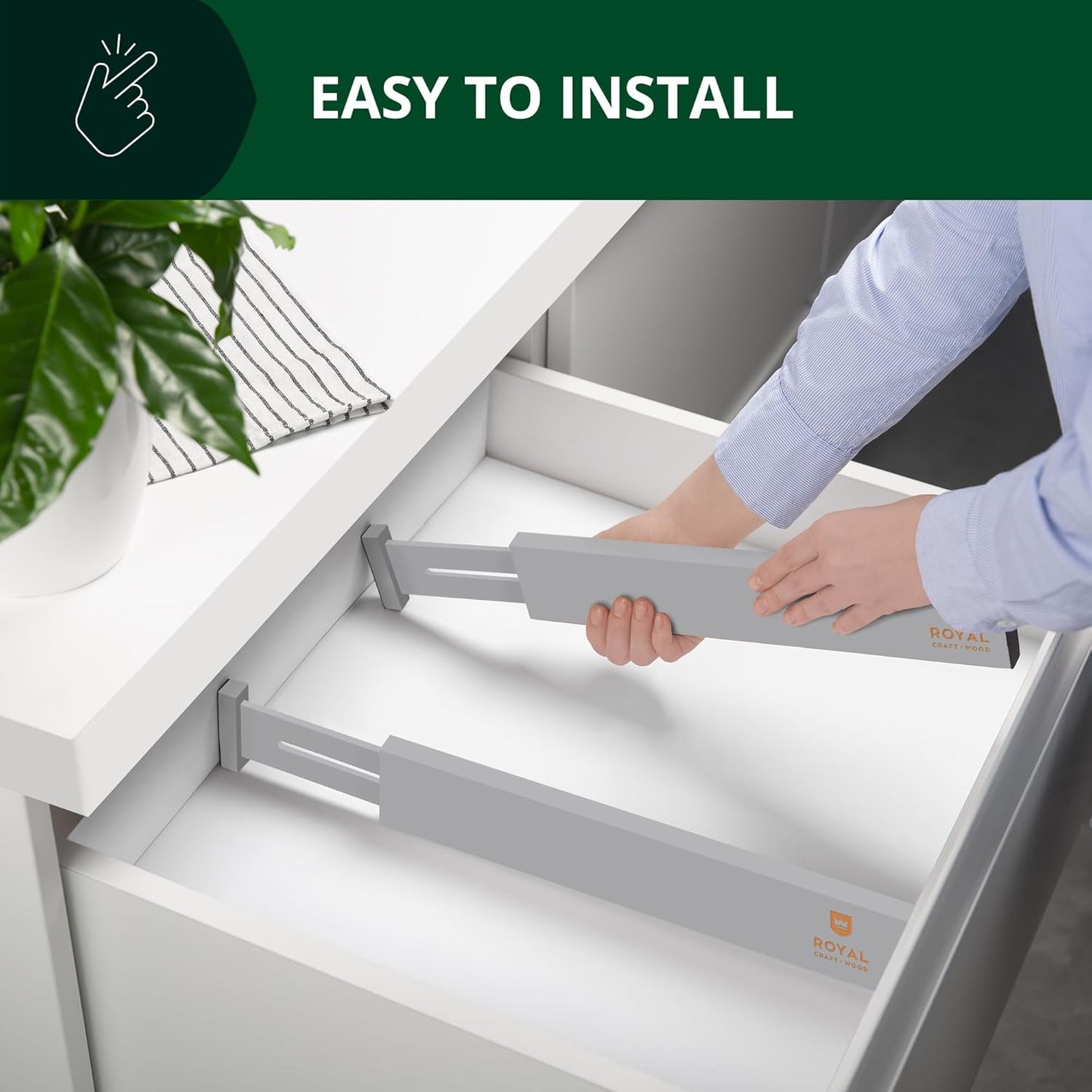 4-Pack Adjustable Bamboo Drawer Dividers (17"-22") | Expandable Custom Fit Organizers for Kitchen & Dresser