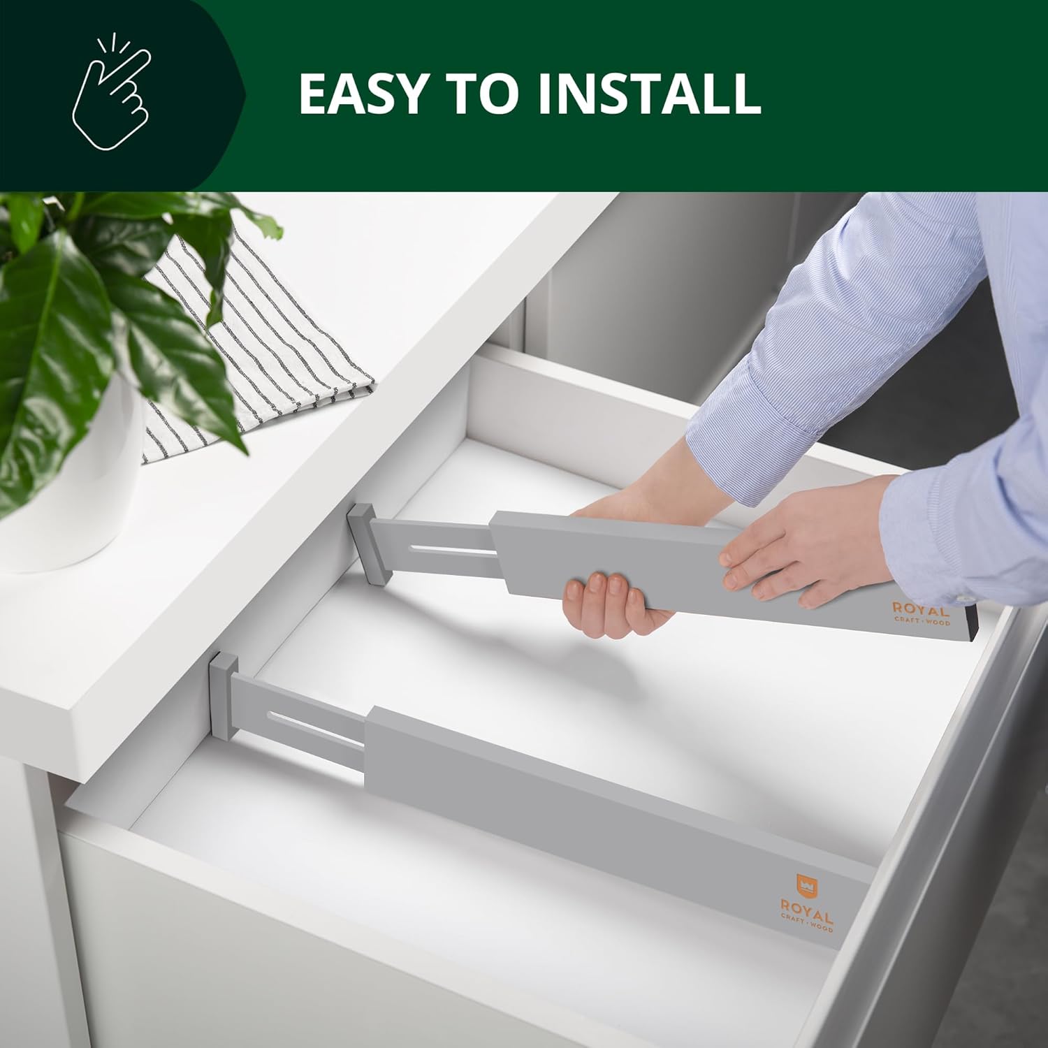 4-Pack Adjustable Bamboo Drawer Dividers (17"-22") | Expandable Custom Fit Organizers for Kitchen & Dresser