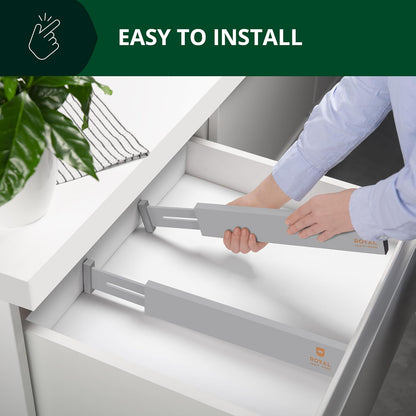 4-Pack Adjustable Bamboo Drawer Dividers (17"-22") | Expandable Custom Fit Organizers for Kitchen & Dresser