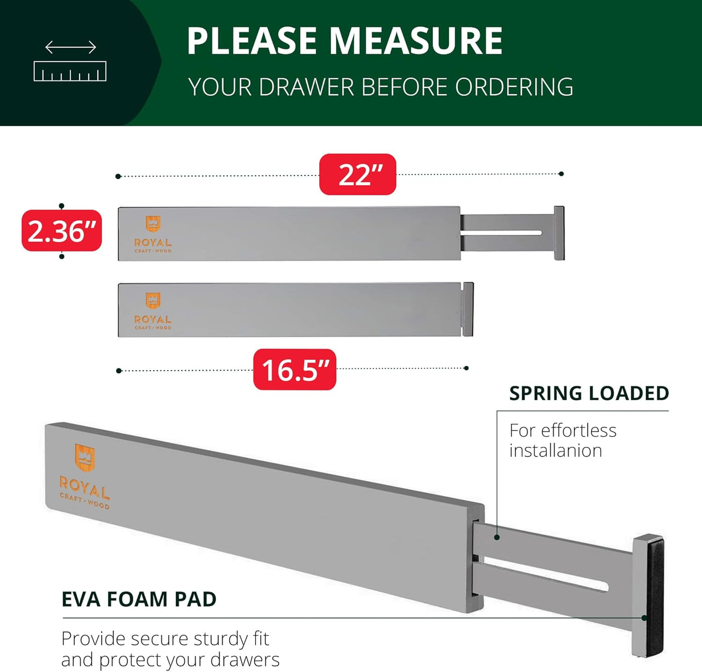 4-Pack Adjustable Bamboo Drawer Dividers (17"-22") | Expandable Custom Fit Organizers for Kitchen & Dresser
