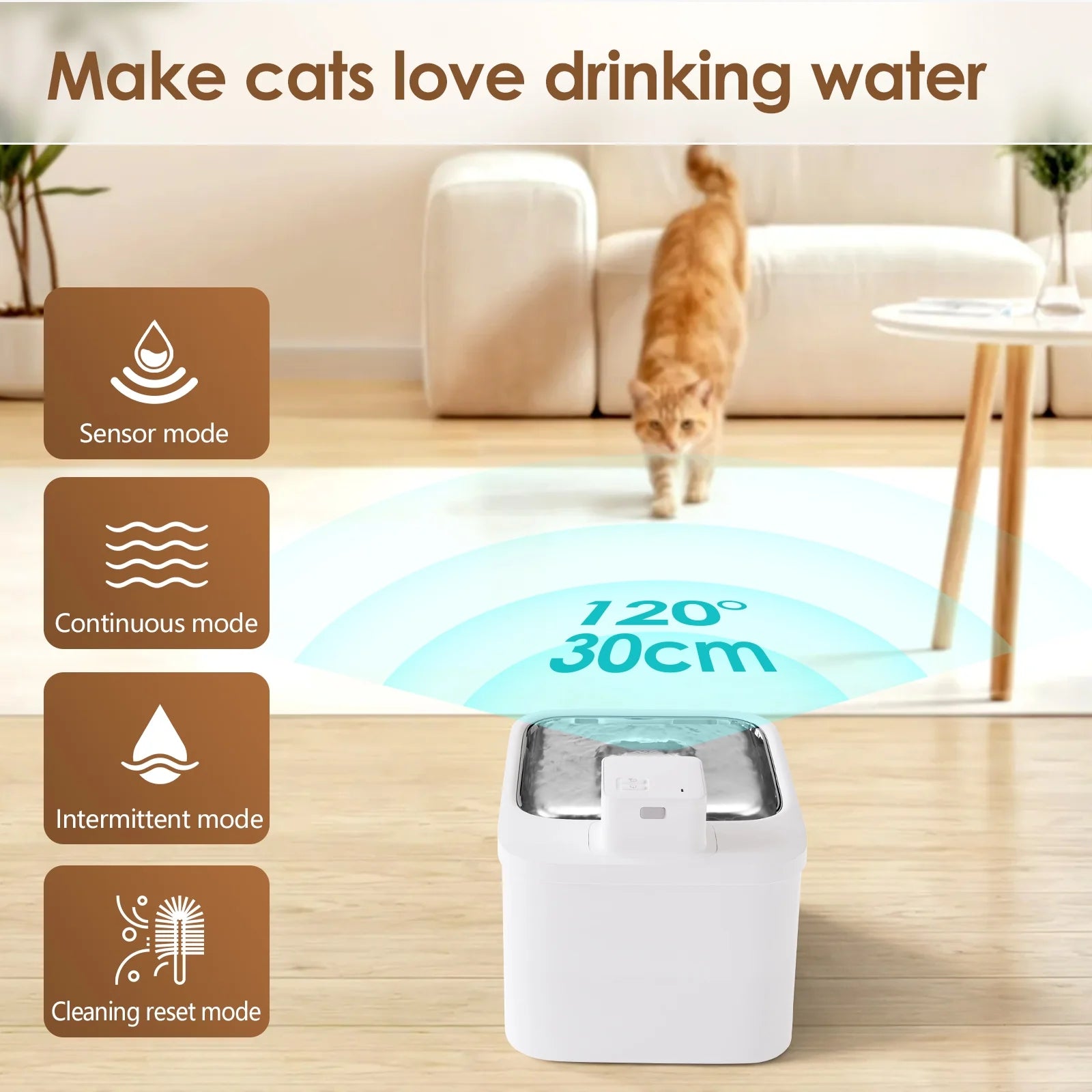 Cord-Free 4L Stainless Steel Cat Water Fountain | Battery Operated Wireless Dispenser (3600mAh)