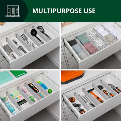 4-Pack Adjustable Bamboo Drawer Dividers (17"-22") | Expandable Custom Fit Organizers for Kitchen & Dresser