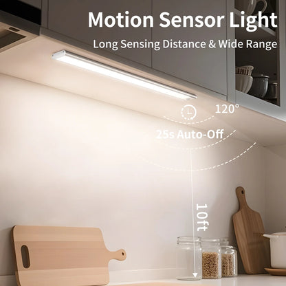 12-Inch Rechargeable Motion Sensor LED Light (2 Pack) | 3-Color Dimmable Under Cabinet Lighting