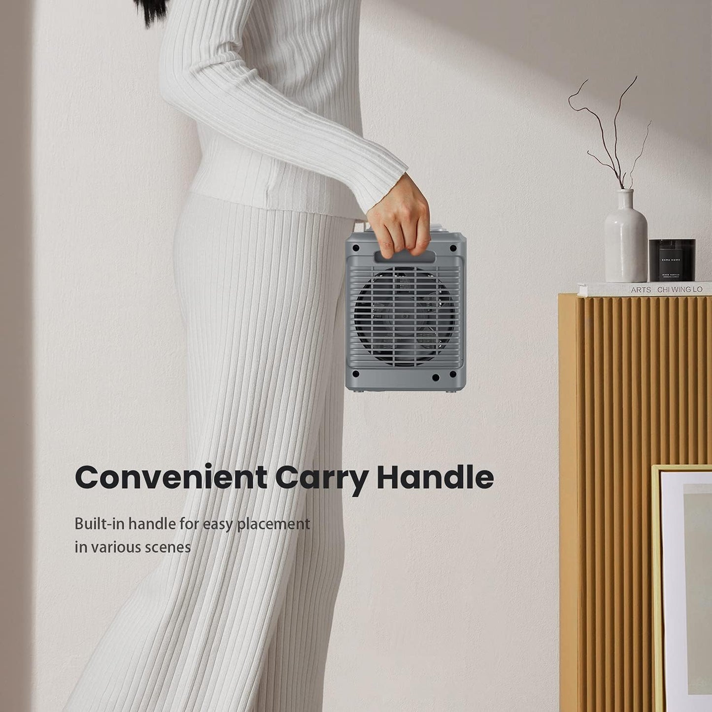 1500W Portable Ceramic Space Heater | Fast Heating Electric Fan with ECO Mode & Tip-Over Safety