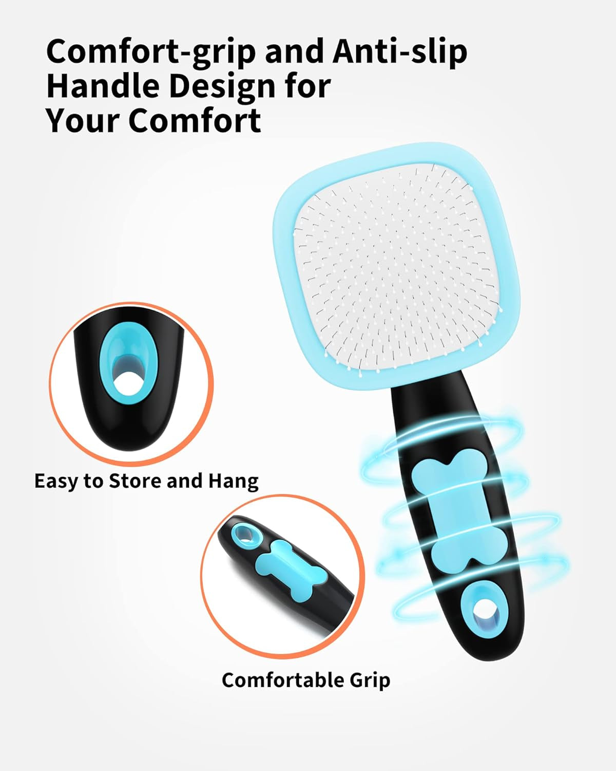 360° Rotating Slicker Grooming Brush | Massaging Deshedding Tool for Dogs & Cats (Blue)