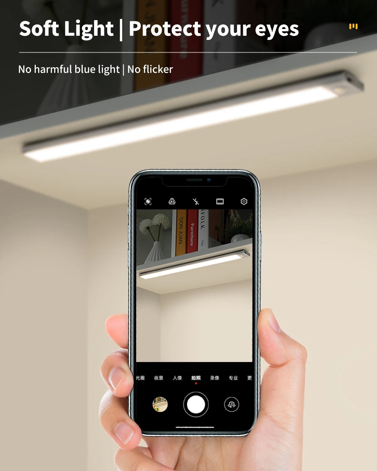 12-Inch Rechargeable Motion Sensor LED Light (2 Pack) | 3-Color Dimmable Under Cabinet Lighting