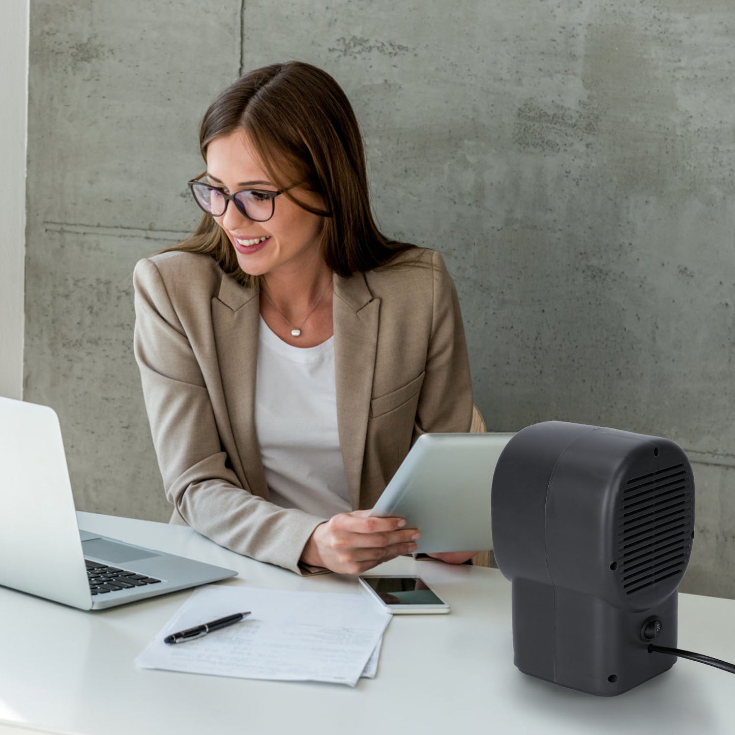 400W Mini Portable Electric Space Heater | 2S Fast Heating Desktop Fan for Home & Office (Energy Saving)