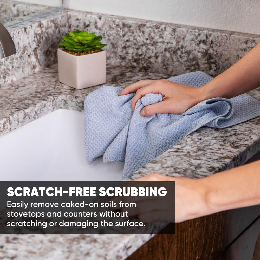 6 Pack Microfiber Waffle Weave Kitchen Towels | Streak-Free, Quick-Dry & Ultra-Absorbent Cloths