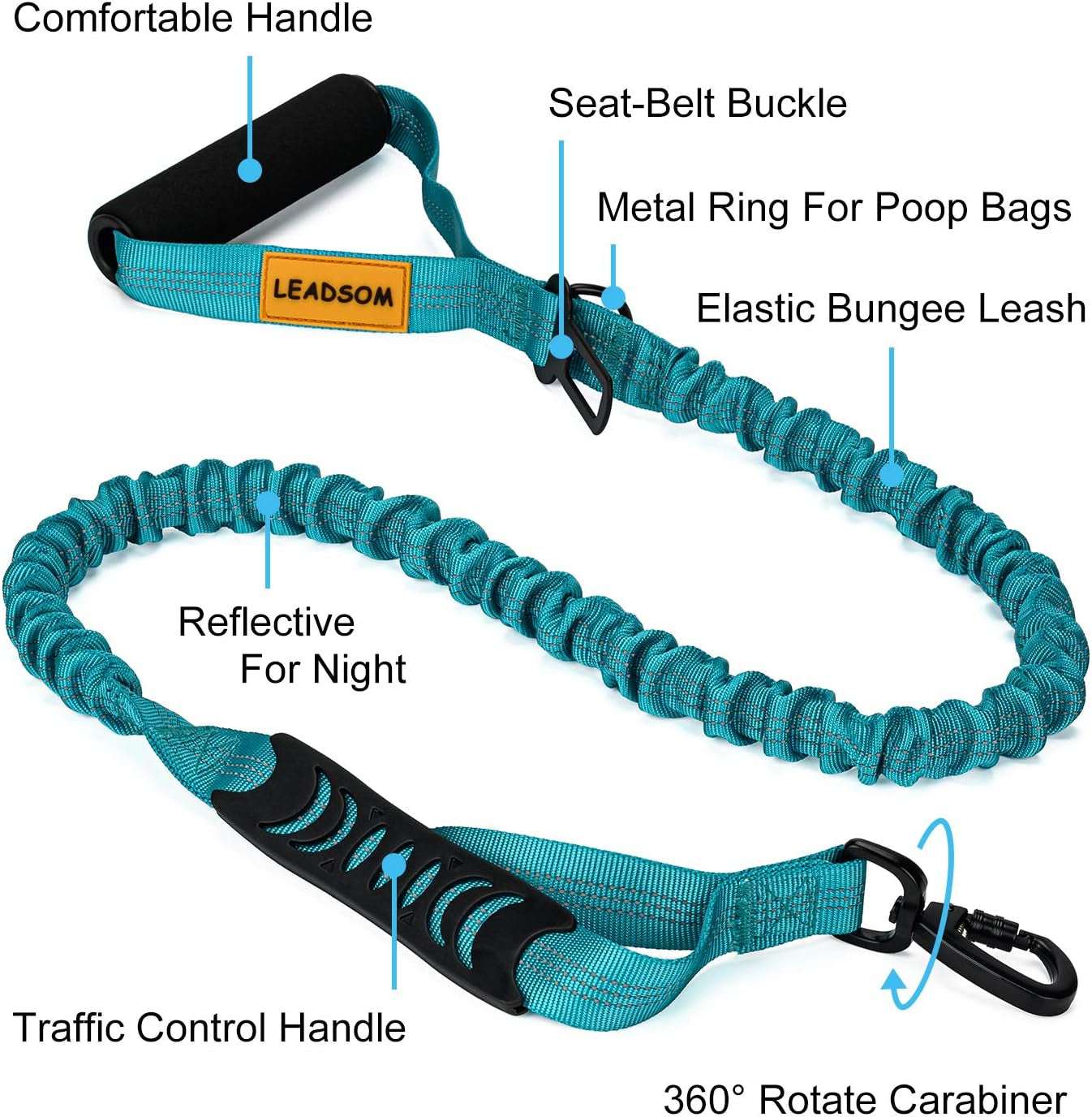 Tactical Bungee Control Leash | Reflective & Dual Handle