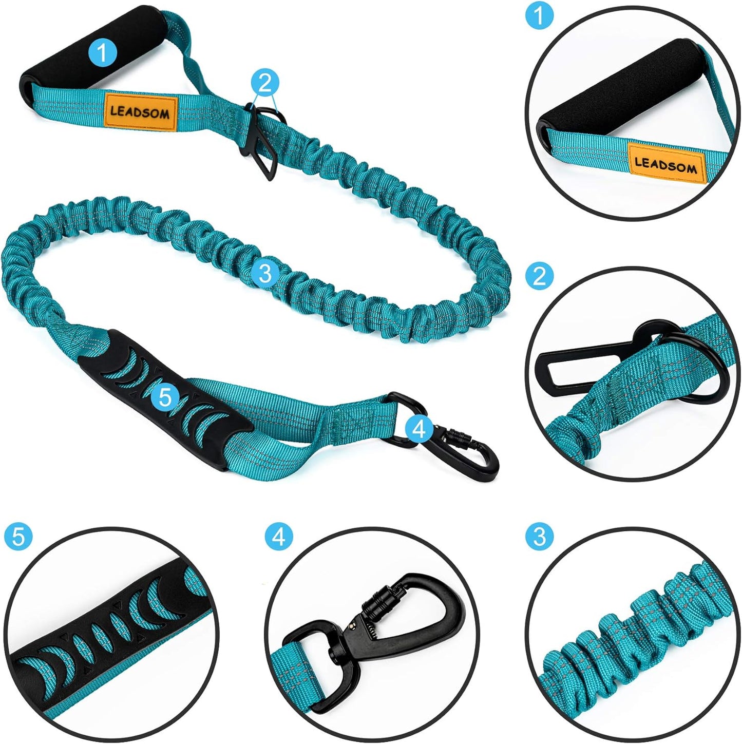 Tactical Bungee Control Leash | Reflective & Dual Handle