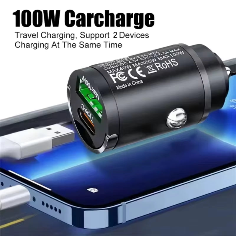 100W Mini Car Charger — Fast, Hidden, Powerful