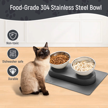 The "Anti-Vomit" Elevated Bowl Set (Stainless Steel)