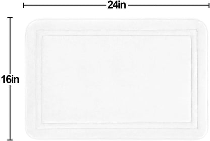 Luxury Memory Foam Bathroom Mats, Non-Slip Bathmat Set, White, 16” X 24"